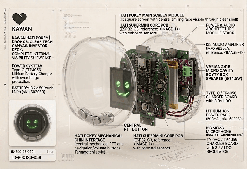 Hati, a pocket AI companion with an expressive face